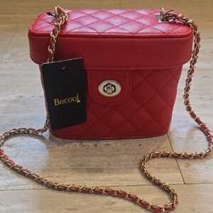 New Becool Red Quilted Bucket Bag
